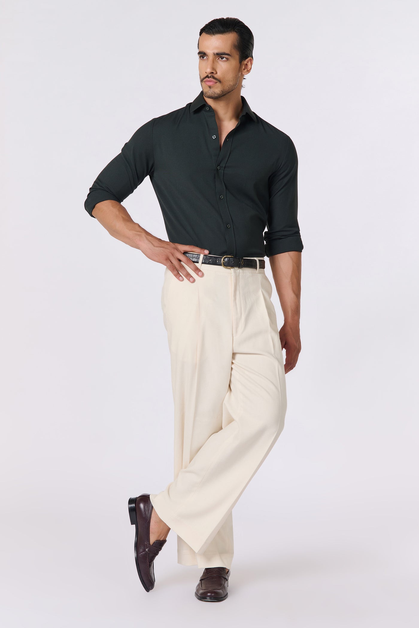 Shantanu & Nikhil Menswear Military Green Adamas Shirt indian designer wear online shopping melange singapore