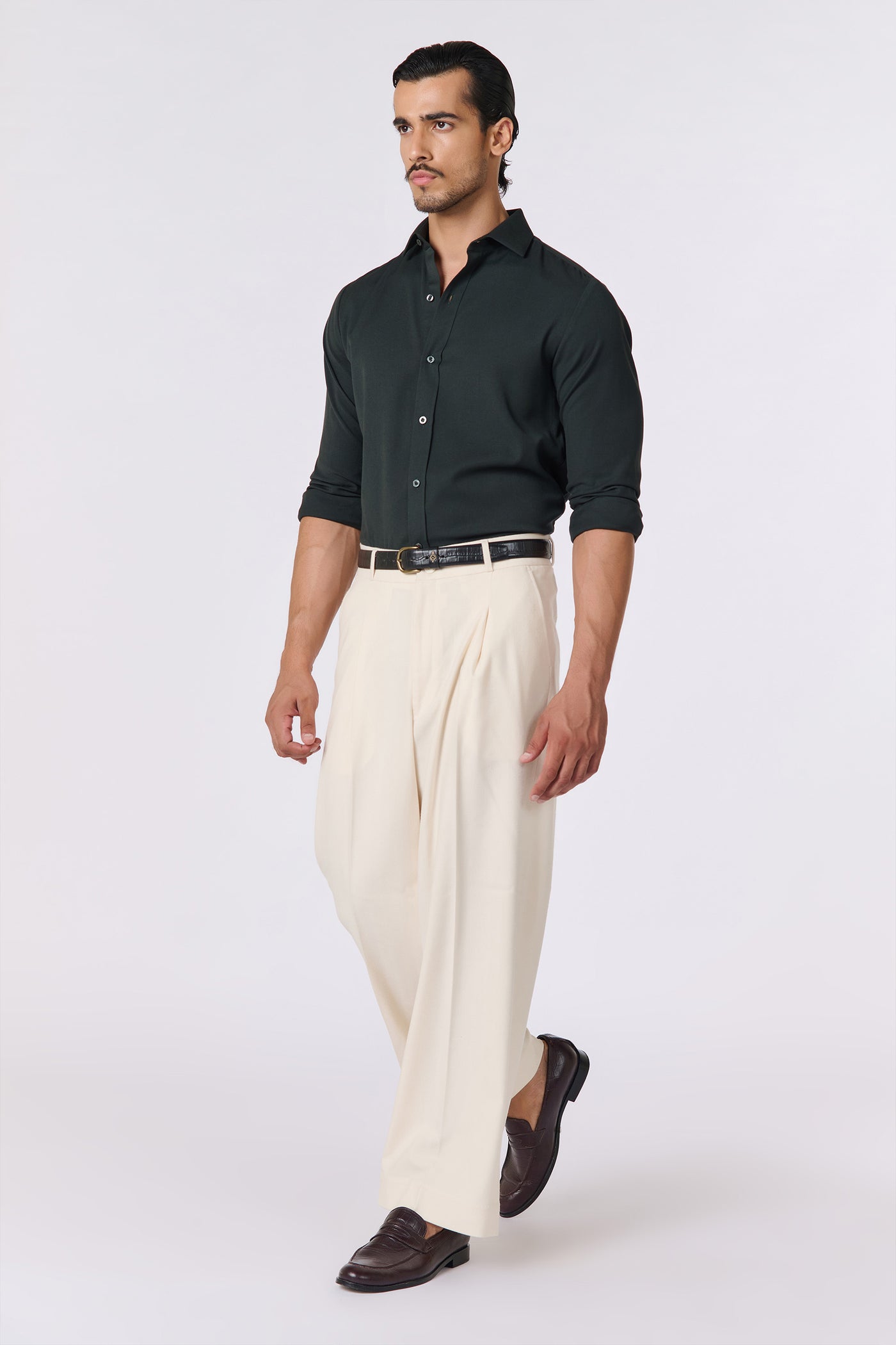 Shantanu & Nikhil Menswear Military Green Adamas Shirt indian designer wear online shopping melange singapore