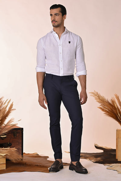 Shantanu & Nikhil Menswear Navy Knitted Trousers indian designer wear online shopping melange singapore