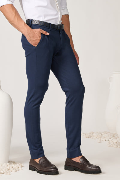 Shantanu & Nikhil Menswear Navy Straight Fit Trousers indian designer wear online shopping melange singapore
