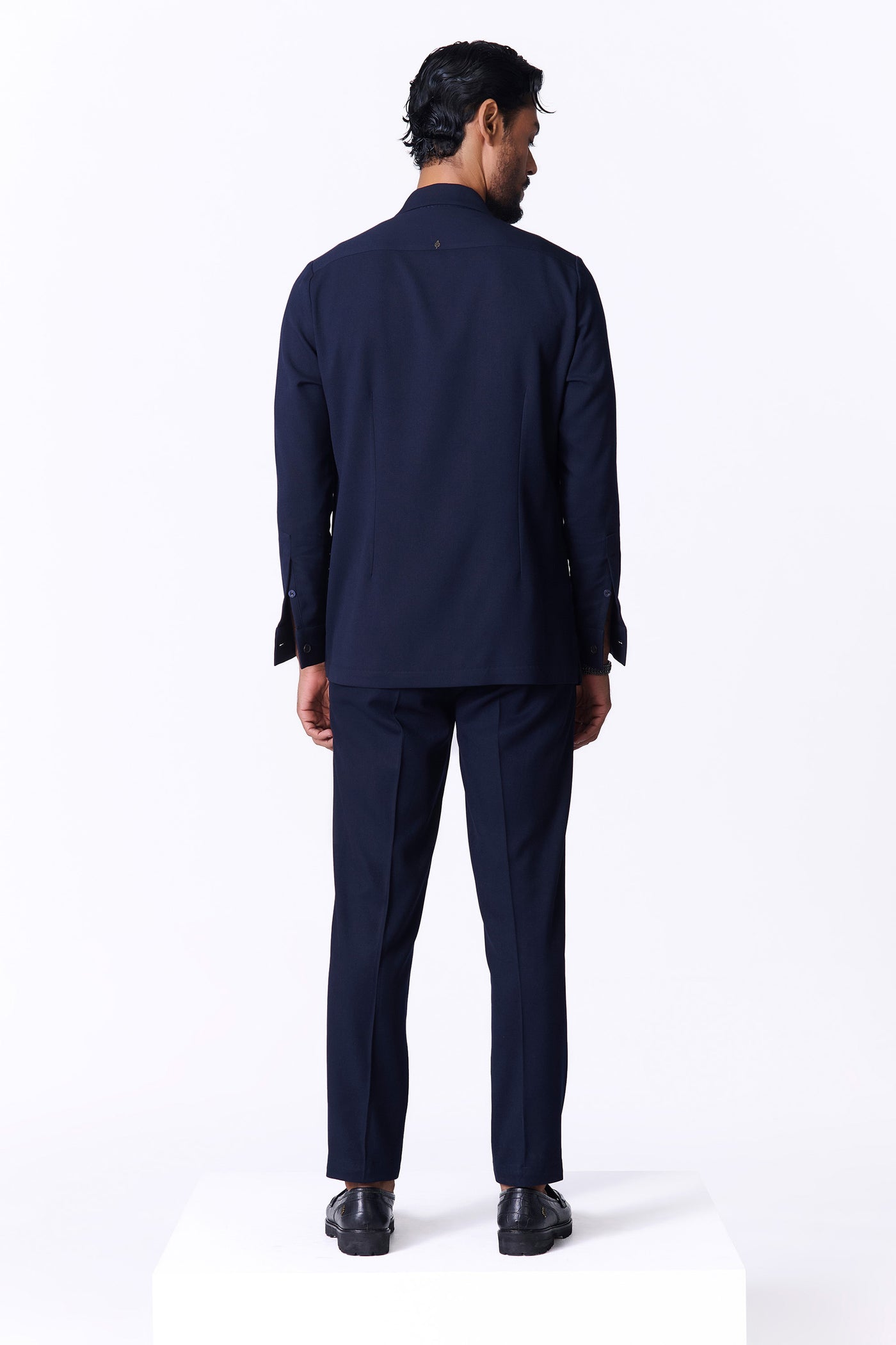 Shantanu & Nikhil Menswear Navy Utility Shacket indian designer wear online shopping melange singapore