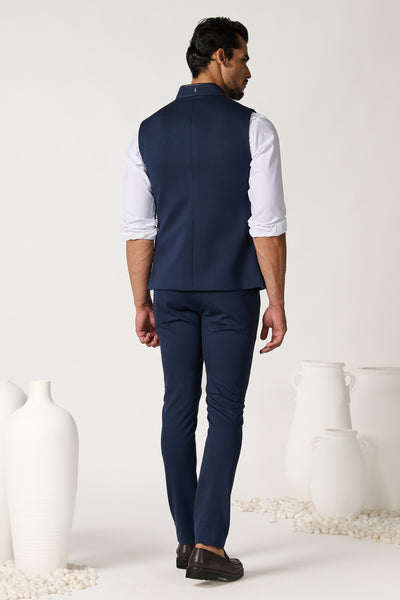 Shantanu & Nikhil Menswear Navy Waistcoat indian designer wear online shopping melange singapore