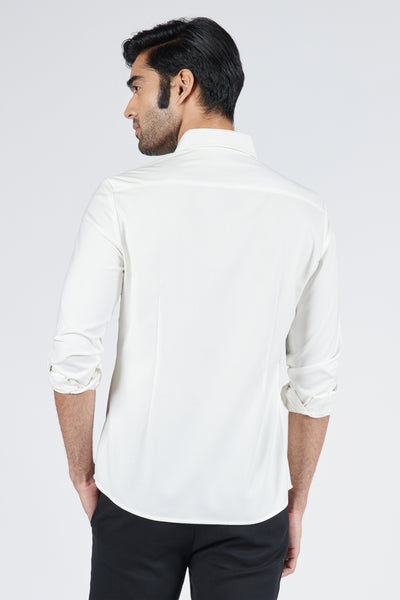 Shantanu & Nikhil Menswear Off White Colourblock Shirt with Printed Panel indian designer wear online shopping melange singapore