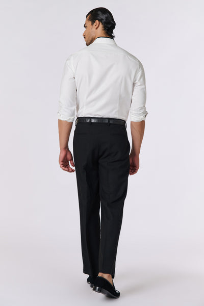 Shantanu & Nikhil Menswear Off White Shirt With Faux Leather Detailing indian designer wear online shopping melange singapore