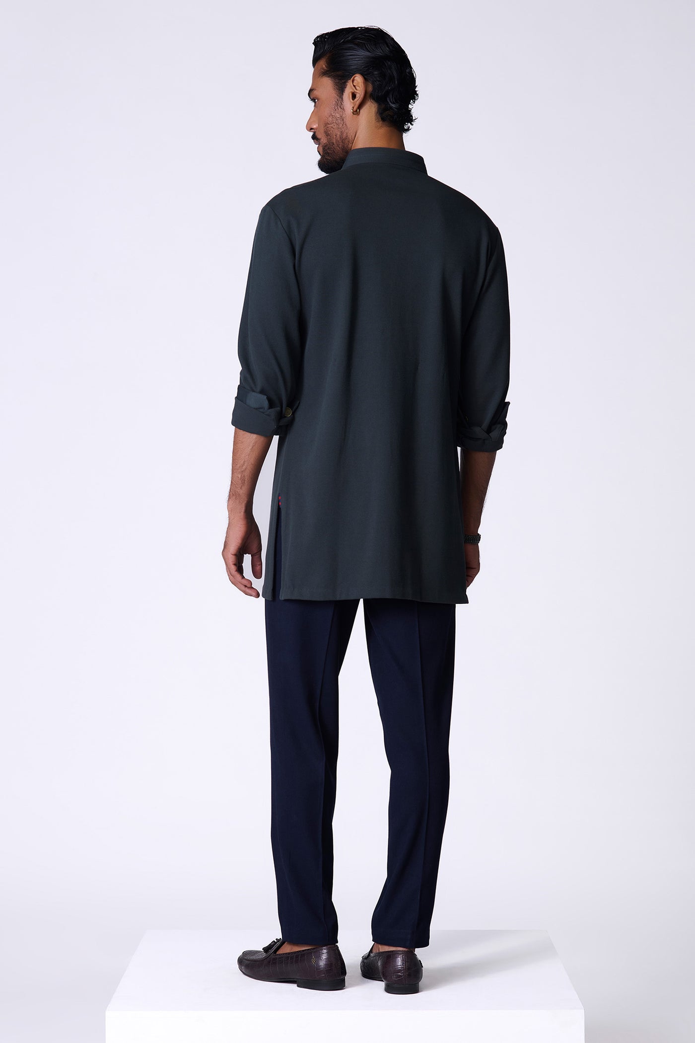 Shantanu & Nikhil Menswear Olive Adamas Shirt Kurta indian designer wear online shopping melange singapore