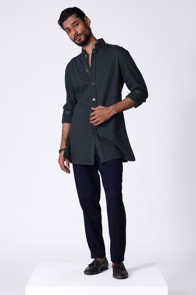 Shantanu & Nikhil Menswear Olive Adamas Shirt Kurta indian designer wear online shopping melange singapore