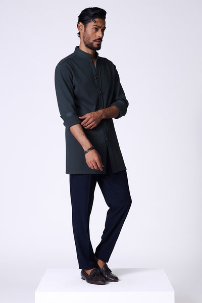 Shantanu & Nikhil Menswear Olive Adamas Shirt Kurta indian designer wear online shopping melange singapore