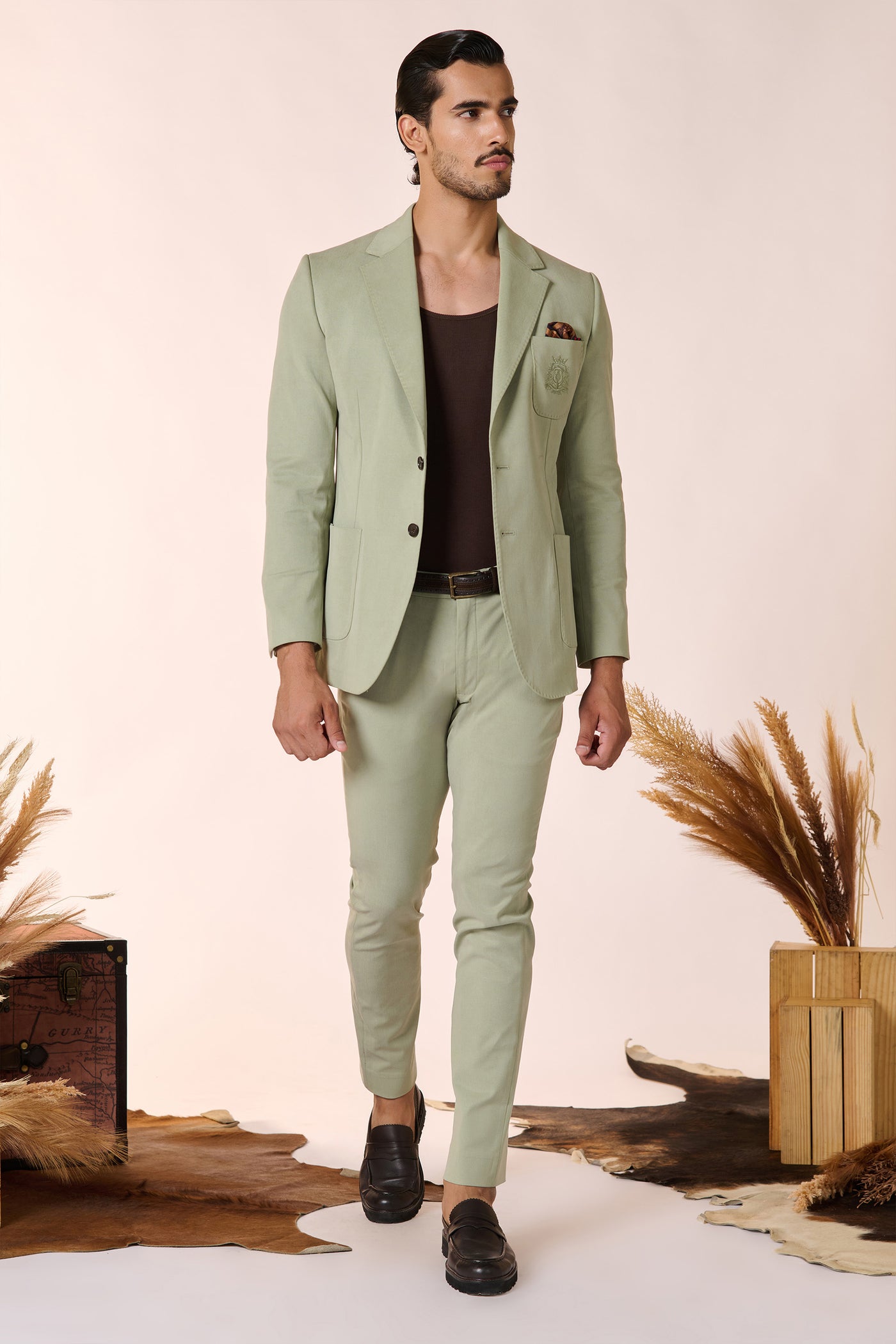 Shantanu And Nikhil Menswear Pistachio Crested Jacket indian designer wear online shopping melange singapore