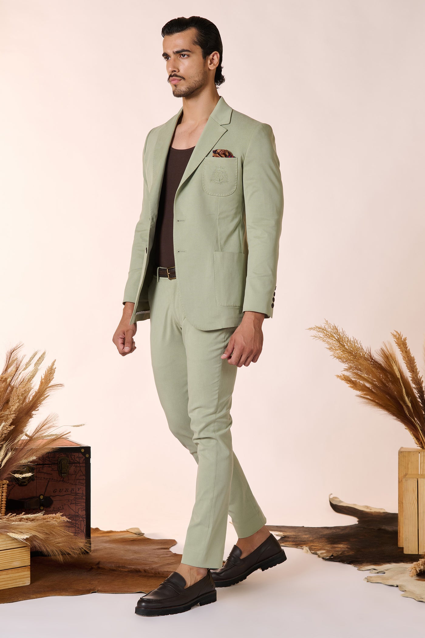 Shantanu And Nikhil Menswear Pistachio Crested Jacket indian designer wear online shopping melange singapore