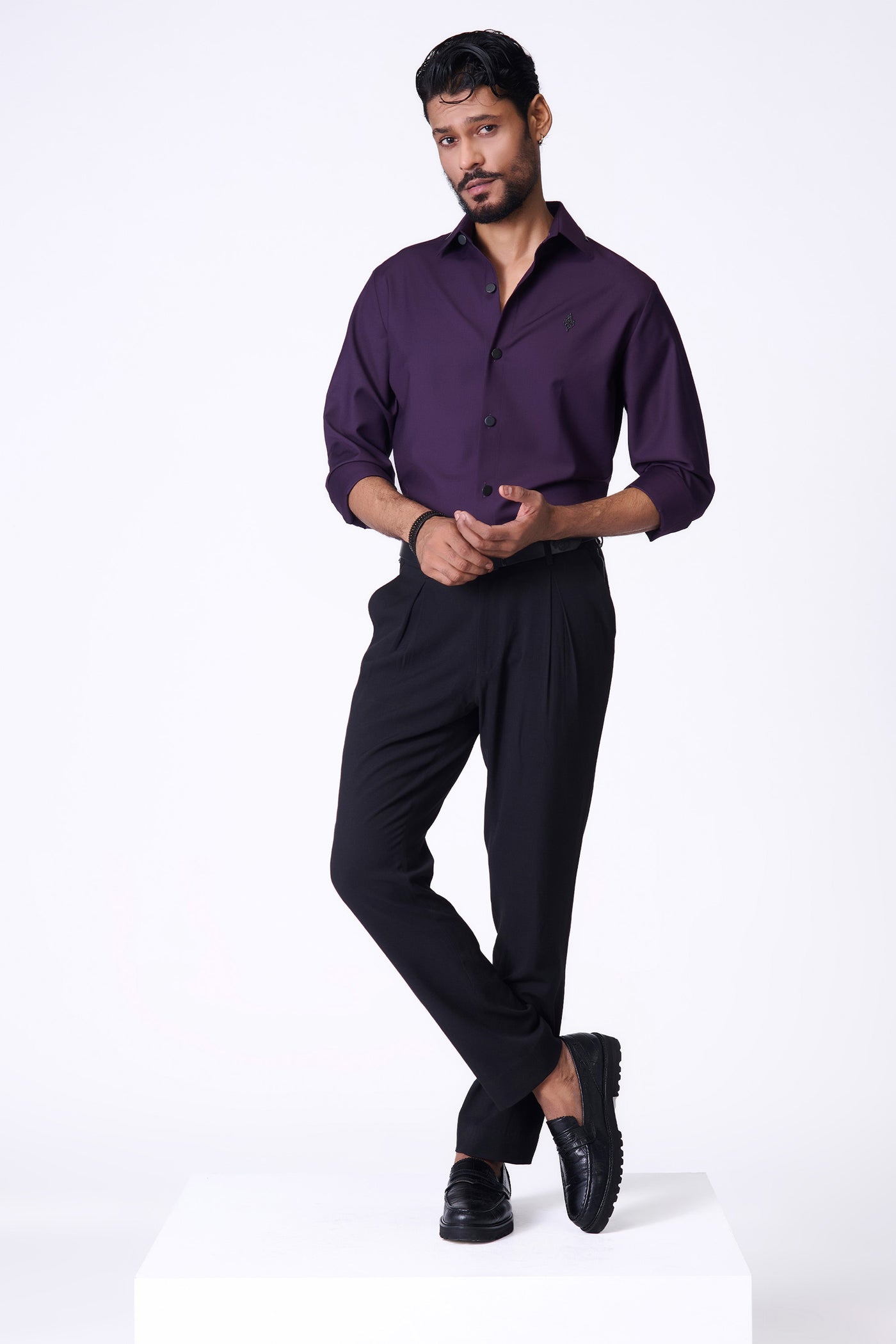 Shantanu & Nikhil Menswear Purple Adamas Shirt indian designer wear online shopping melange singapore