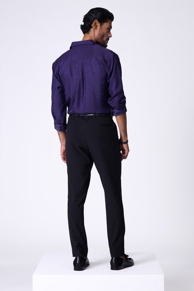 Shantanu & Nikhil Menswear Purple Leopard Print Shirt indian designer wear online shopping melange singapore
