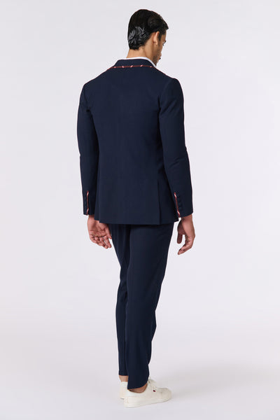 Shantanu And Nikhil Menswear SNCC Gentlemen's Navy Jacket indian designer wear online shopping melange singapore