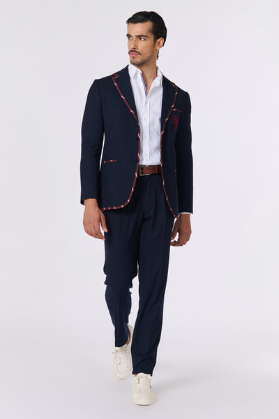 Shantanu And Nikhil Menswear SNCC Gentlemen's Navy Jacket indian designer wear online shopping melange singapore