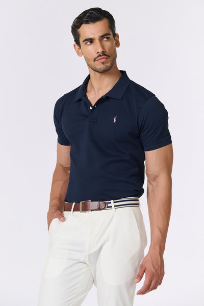 Shantanu & Nikhil Menswear SNCC Giza Cotton Navy Polo T-shirt indian designer wear online shopping melange singapore