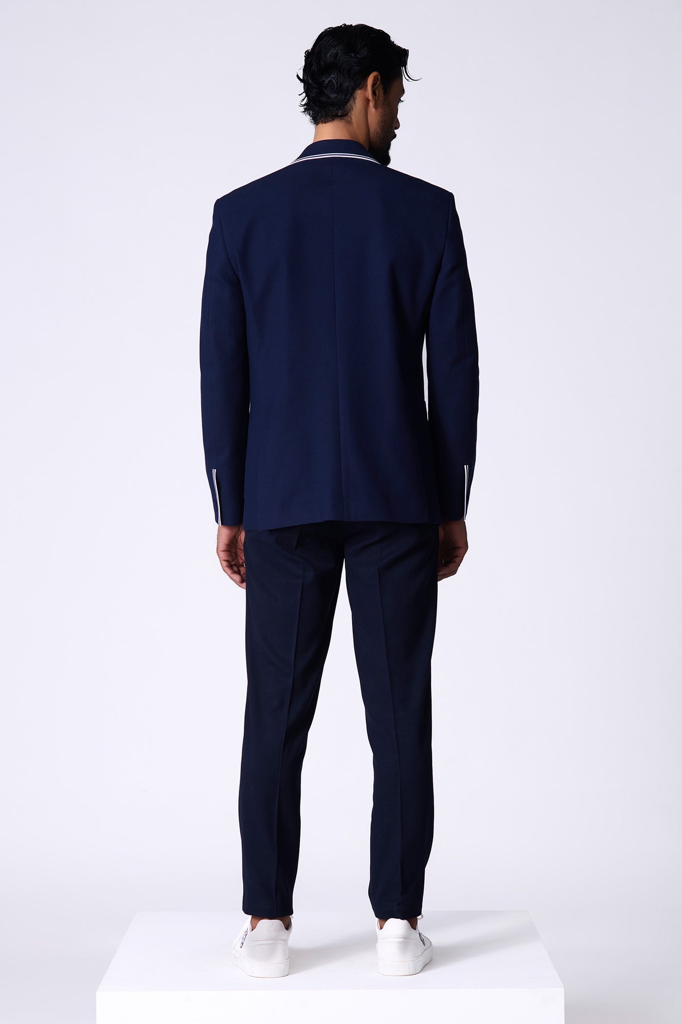 Shantanu & Nikhil Menswear Sncc Navy Jacket With Contrasting Piping indian designer wear online shopping melange singapore