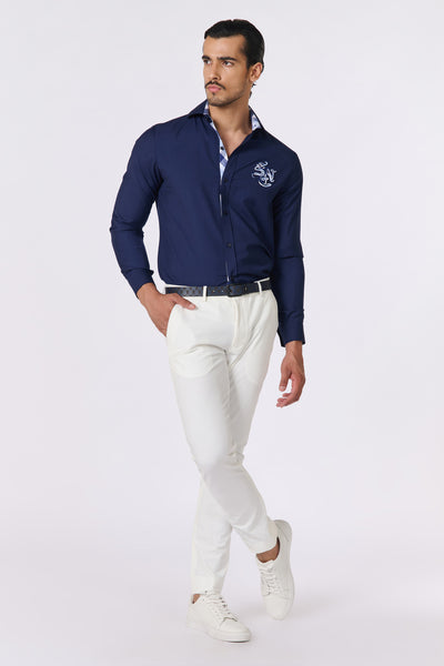 Shantanu & Nikhil SNCC Navy Shirt With Patch Logo indian designer wear online shopping melange singapore