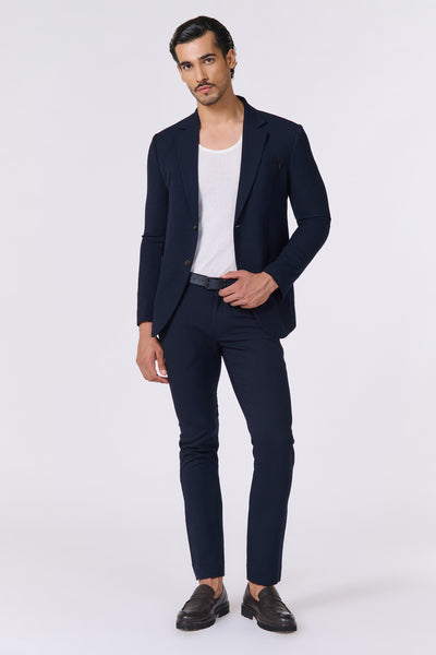 Shantanu & Nikhil Menswear S&N Navy Trousers with Tape Detailing indian designer wear online shopping melange singapore