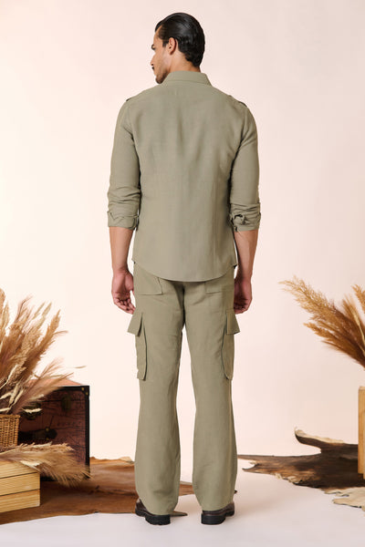 Shantanu & Nikhil Menswear Sage Shirt with Patch Pocket indian designer wear online shopping melange singapore