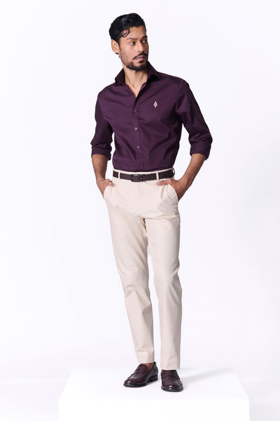 Shantanu & Nikhil Menswear Signature Adamas Burgandy Shirt indian designer wear online shopping melange singapore