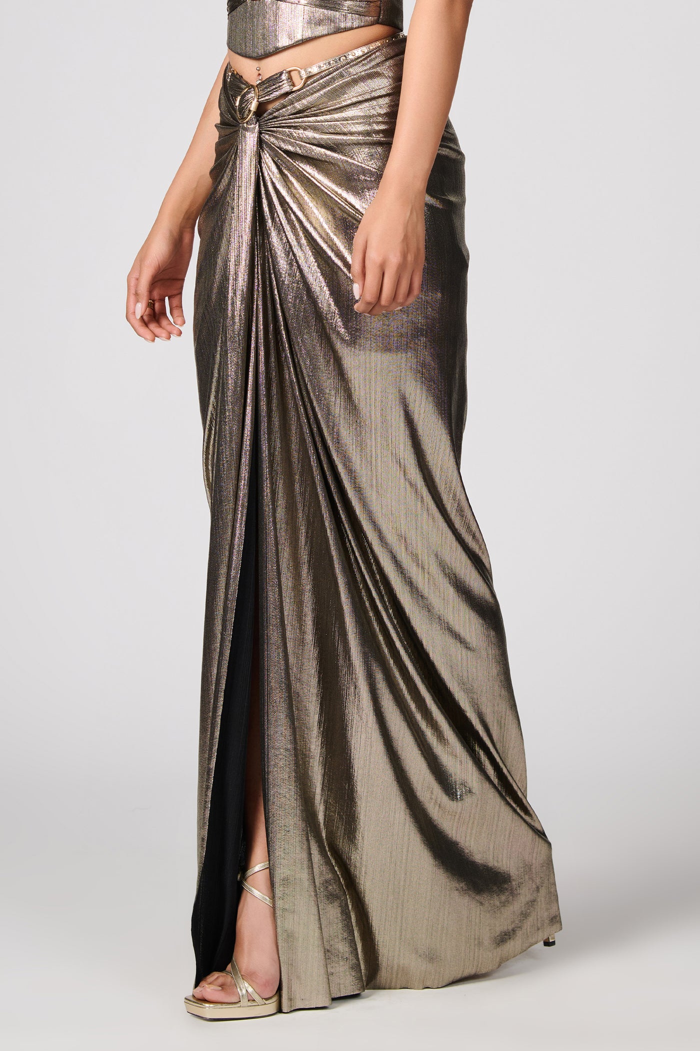 Shantanu & Nikhil Metallic Twisted Drape Skirt indian designer wear online shopping melange singapore