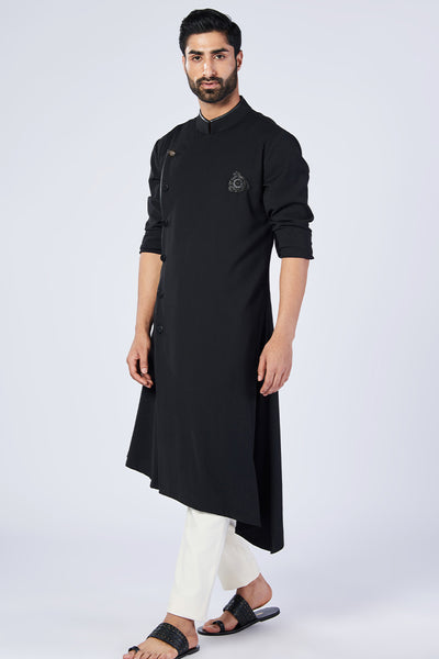 Shantanu and Nikhil Menswear Minimalistic Asymmetric Kurta Indian designer wear online shopping melange singapore