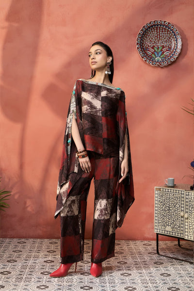 Simar Dugal Ajrakh Kaftan With Pants indian designer wear online shopping melange singapore