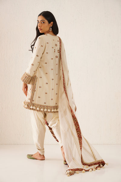 Simar Dugal Anaar Short Kurta with Dhoti Pants Ivory indian designer wear online shopping melange singapore