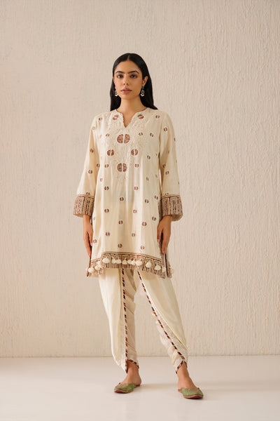 Simar Dugal Anaar Short Kurta with Dhoti Pants Ivory indian designer wear online shopping melange singapore