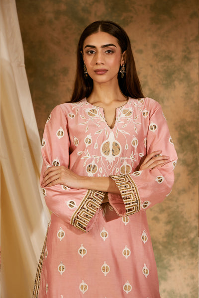 Simar Dugal Anaar Short Kurta With Dhoti Pants Rose Pink indian designer wear online shopping melange singapore