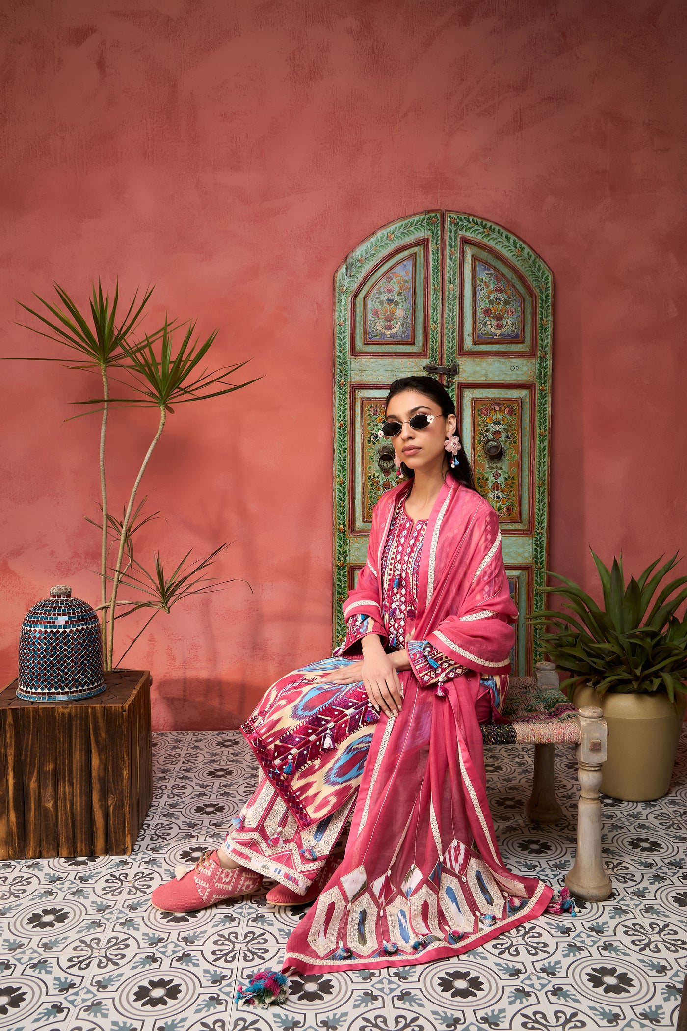 Simar Dugal Ikat Baloch Long With Pants indian designer wear online shopping melange singapore