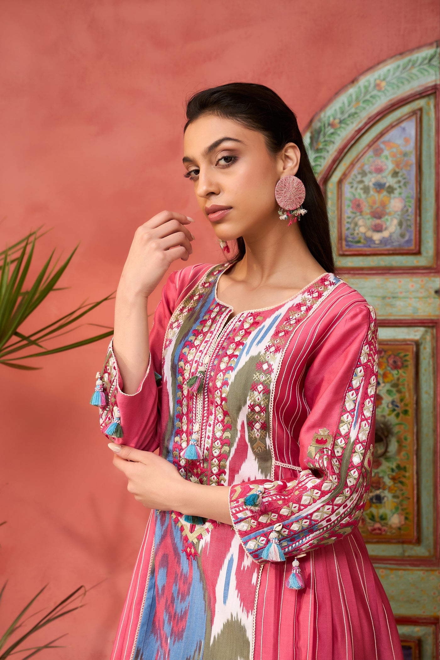 Simar Dugal Ikat Baloch Side Pleat With Pants indian designer wear online shopping melange singapore