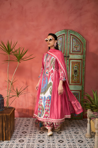 Simar Dugal Ikat Baloch Side Pleat With Pants indian designer wear online shopping melange singapore