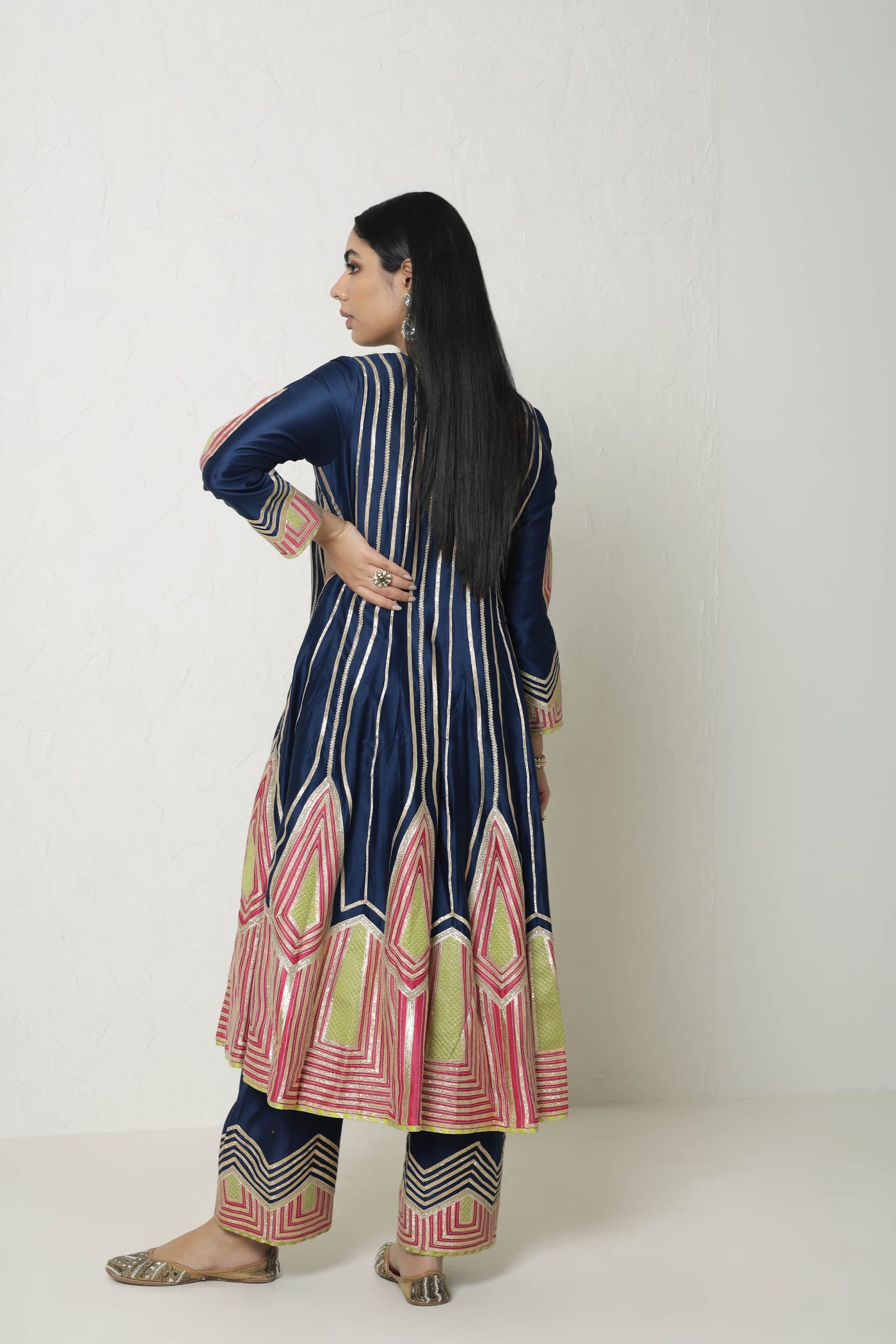 Simar Dugal Colourblock Anarkali with Wide Pants indian designer wear online shopping melange singapore