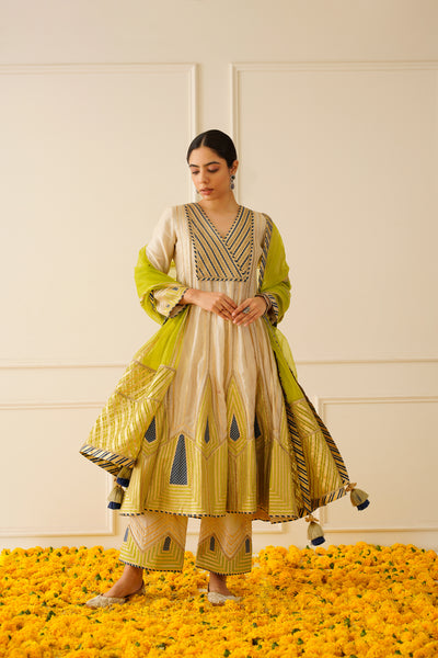 Simar Dugal Colourblock Anarkali With Wide Pants indian designer wear online shopping melange singapore