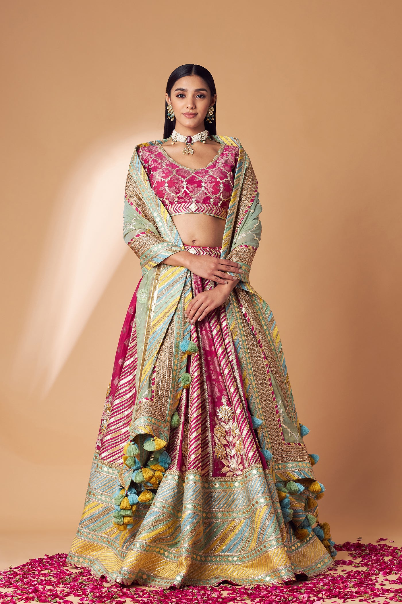 Leheriya Gota Lehenga Fuschia Pink