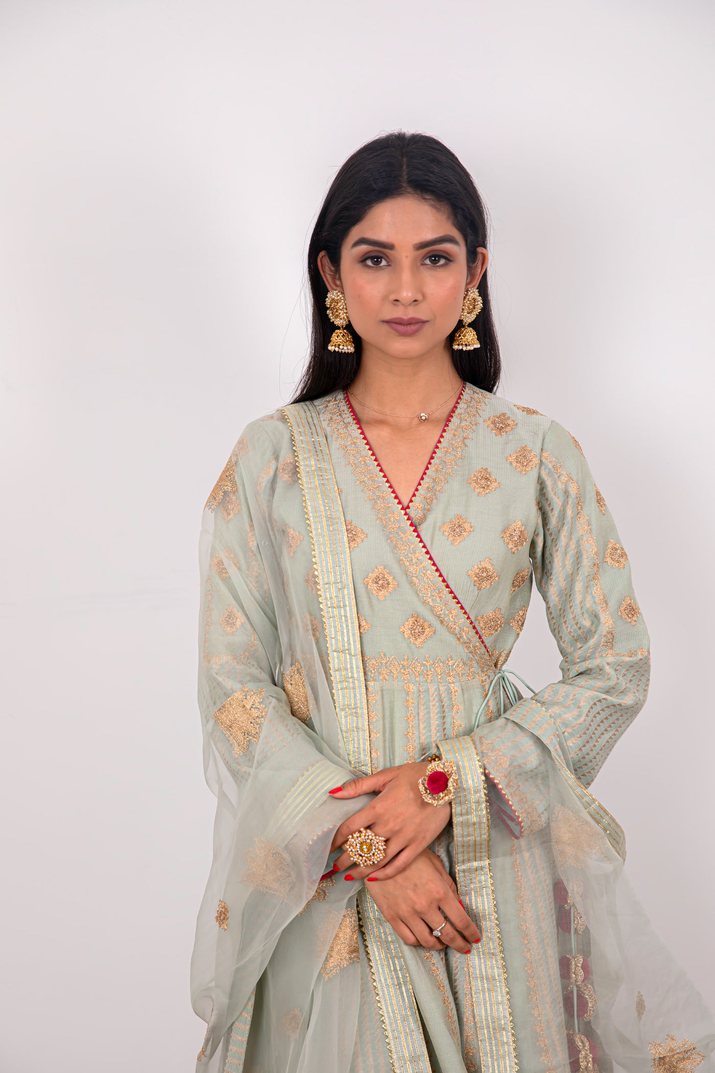 Simar Dugal Mahira Crossover Sea Green indian designer wear online shopping melange singapore