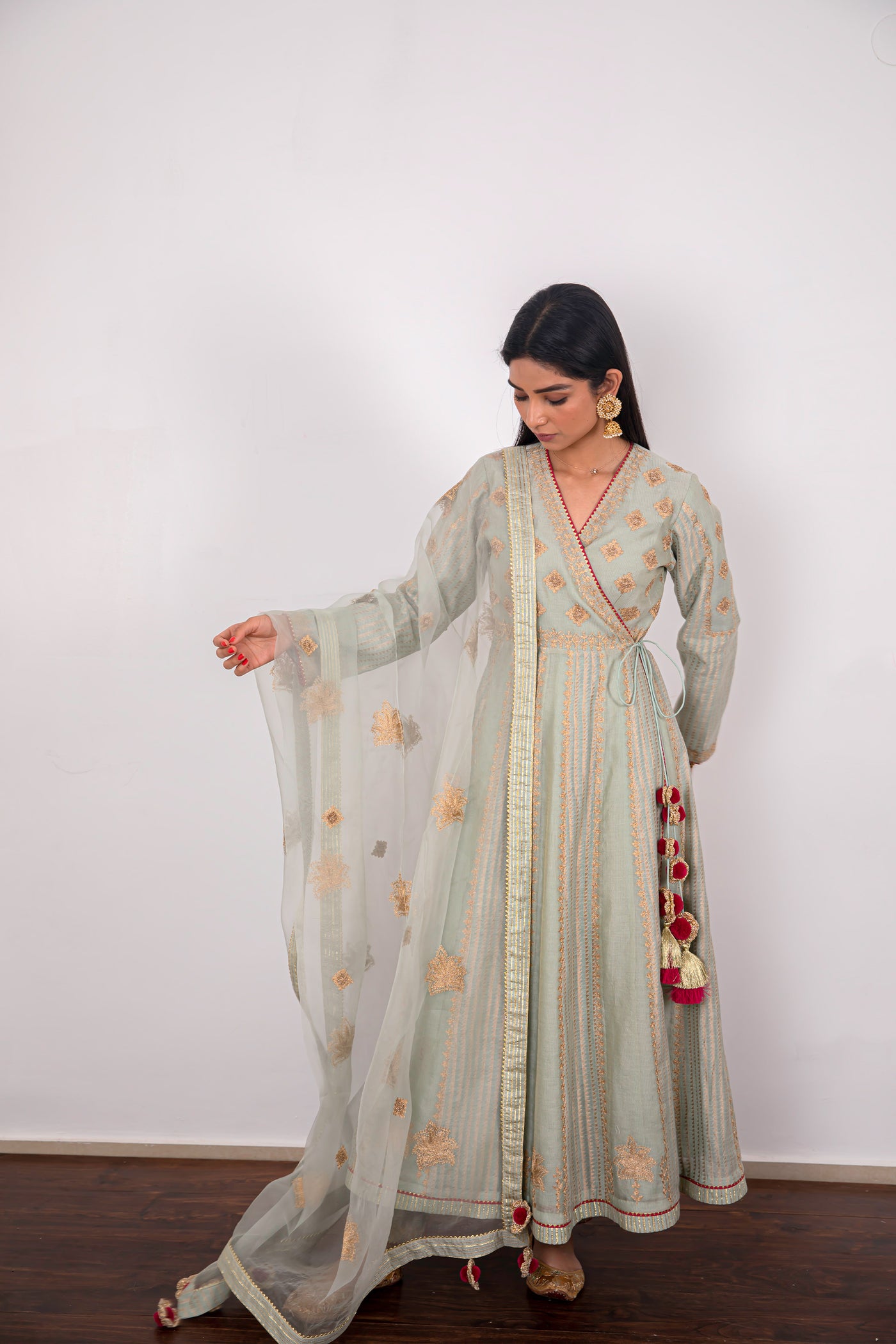 Simar Dugal Mahira Crossover Sea Green indian designer wear online shopping melange singapore