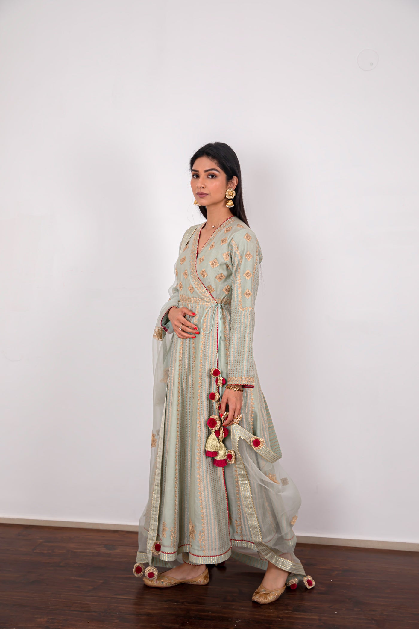 Simar Dugal Mahira Crossover Sea Green indian designer wear online shopping melange singapore