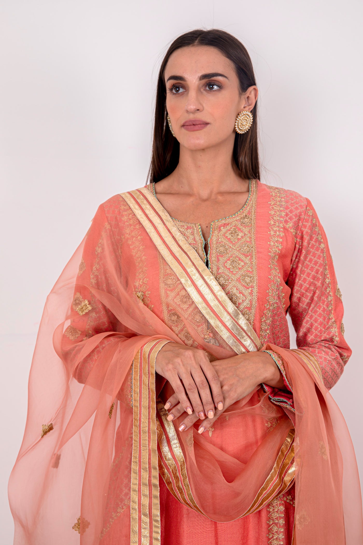 Simar Dugal Mahira Long Kurta Orange indian designer wear online shopping melange singapore