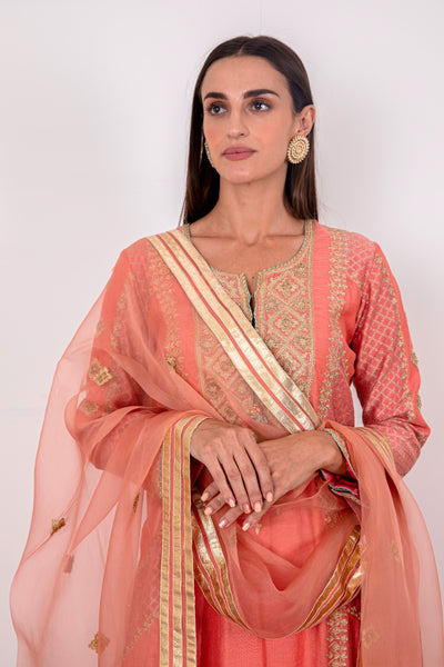 Simar Dugal Mahira Long Kurta Orange indian designer wear online shopping melange singapore