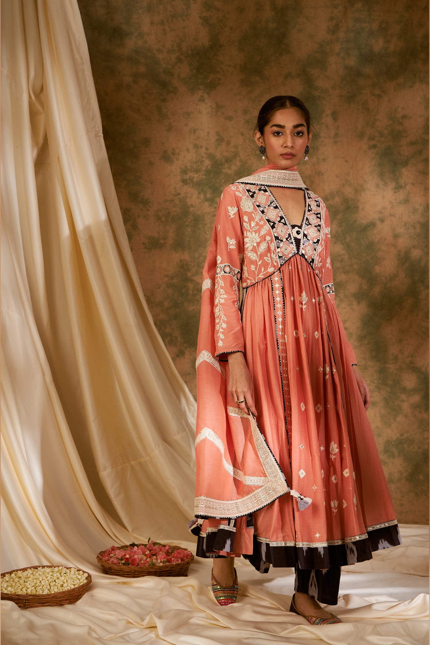 Simar Dugal Meher V-neck Kurta With Pants indian designer wear online shopping melange singapore