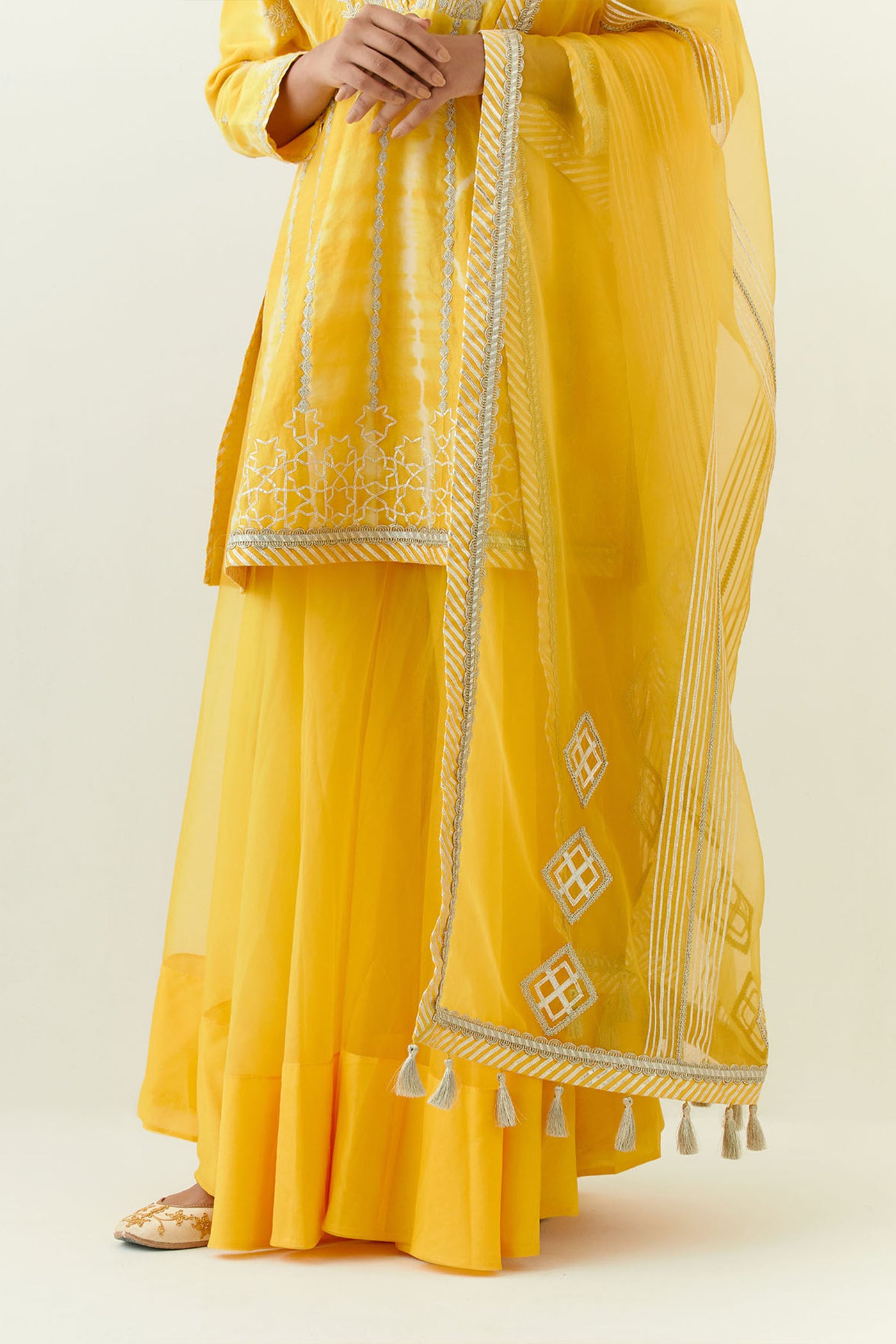 Simar Dugal Nakshi Clamp V-neck Short A-line Kurta With Sharara indian designer wear online shopping melange singapore