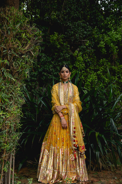 Simar Dugal Nayana Lehenga Yellow indian designer wear online shopping melange singapore