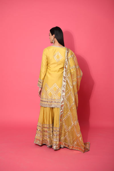 Simar Dugal Short Kurta With Sharara And Dupatta indian designer wear online shopping melange singapore