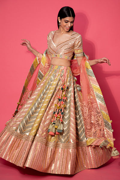 Simar Dugal Sitara Gota Lehenga Rani Pink indian designer wear online shopping melange singapore