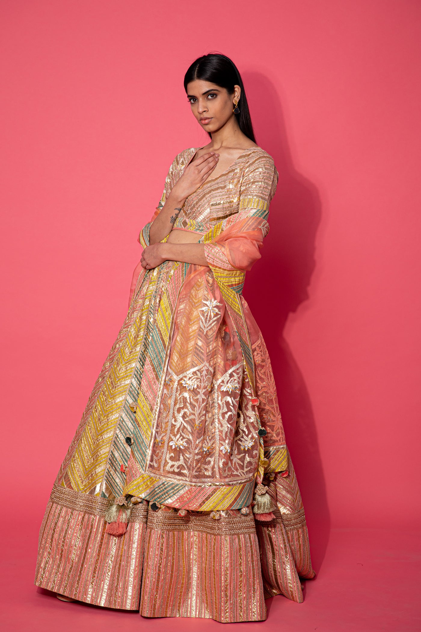 Simar Dugal Sitara Gota Lehenga Rani Pink indian designer wear online shopping melange singapore