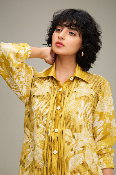 Sougat Paul Ahyana Applique Shirt Dress indian designer wear online shopping melange singapore