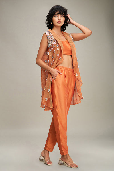 Sougat Paul Conversational Embellished Co ord Set With Cape indian designer wear online shopping melange singapore