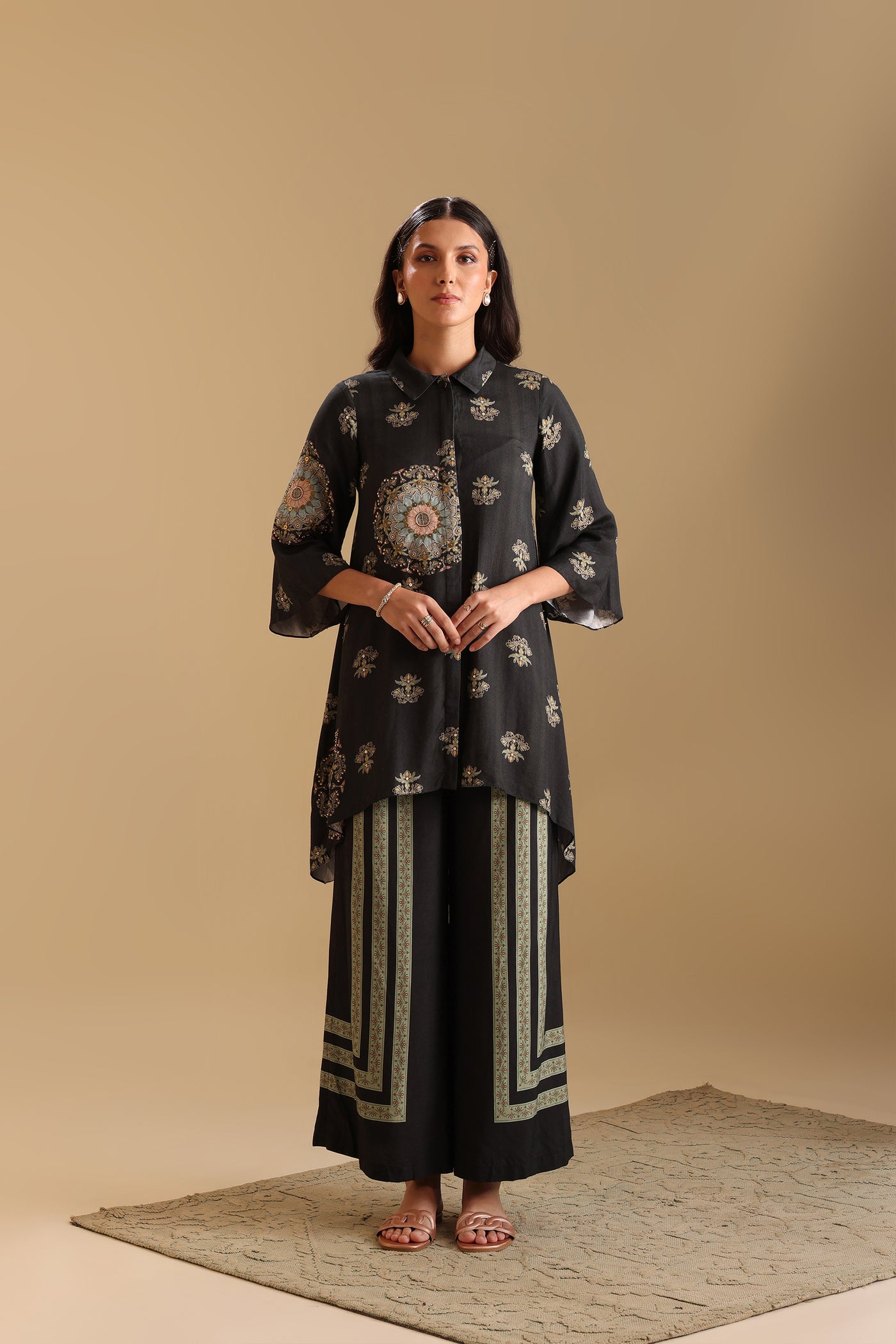 Sougat Paul Eraya Embellished Co-ord Set Black indian designer wear online shopping melange singapore