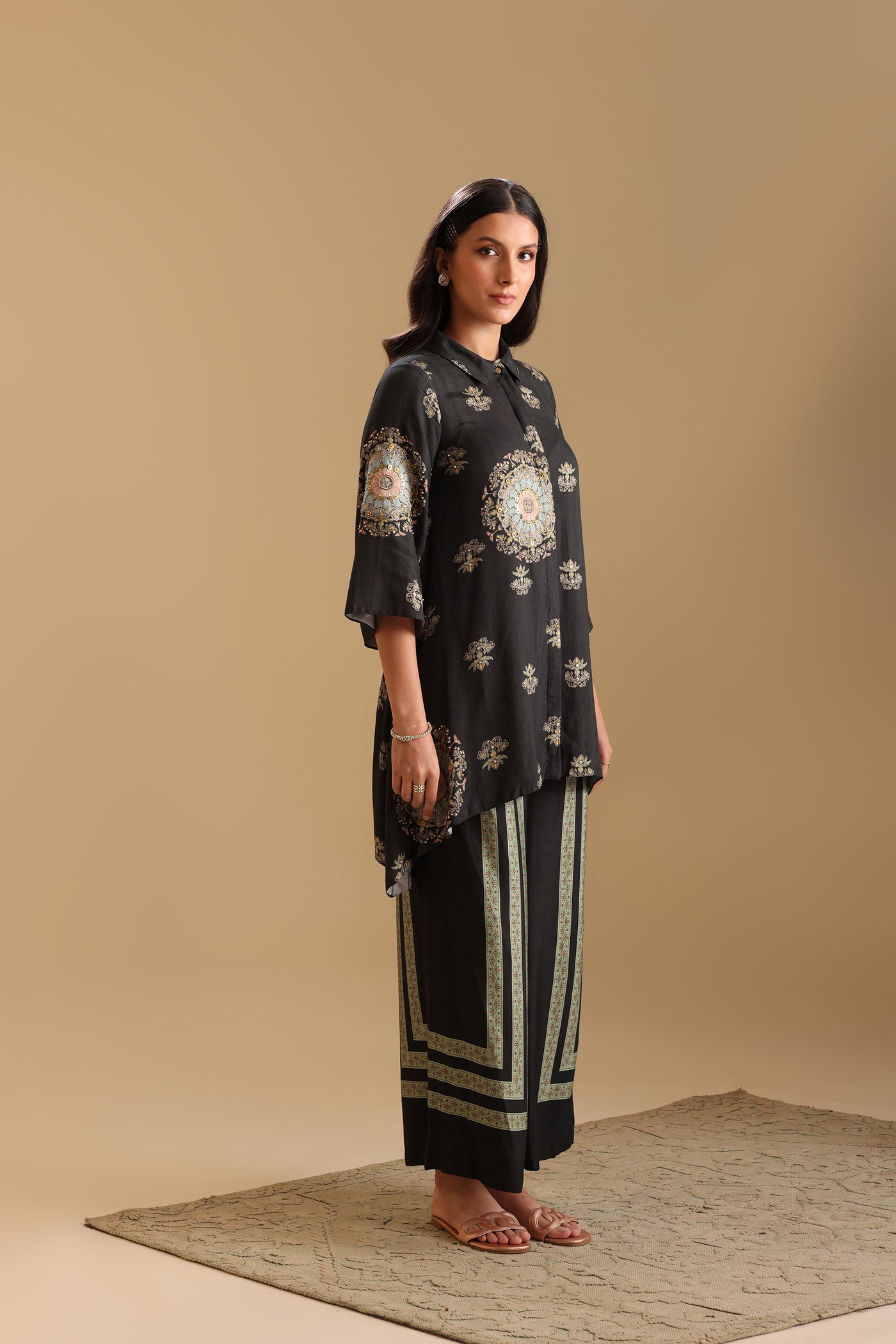 Sougat Paul Eraya Embellished Co-ord Set Black indian designer wear online shopping melange singapore